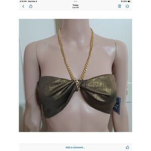 Hazy Daze Gold Sparkle Bandeau Top XL